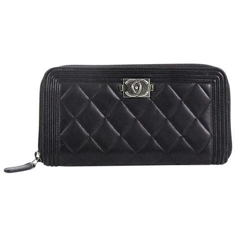 chanel boy zip around wallet